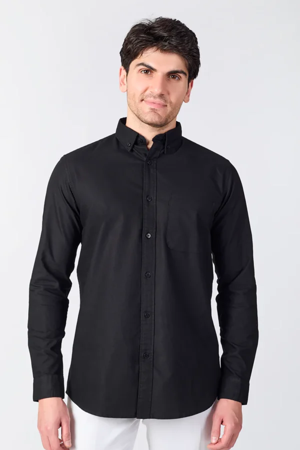 Core Lab Oxford Slim Fit Casual Shirt - Jet Black