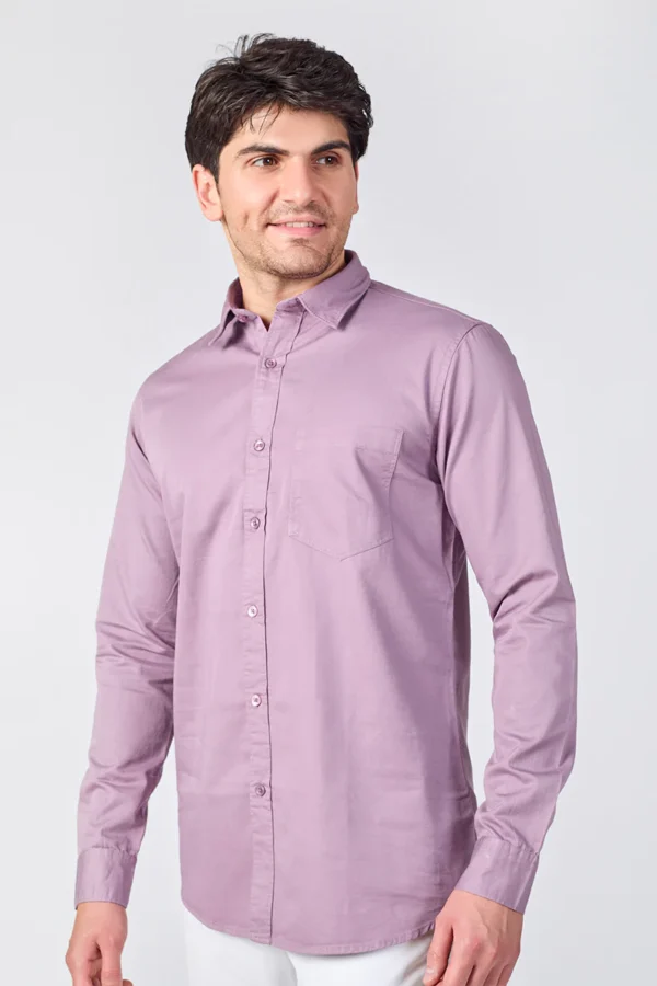 Dobby Cotton Solid Slim Fit Casual Shirt - PURPLE