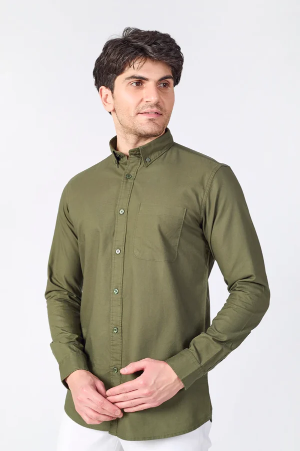 Core Lab Oxford Slim Fit Casual Shirt - Olive Green