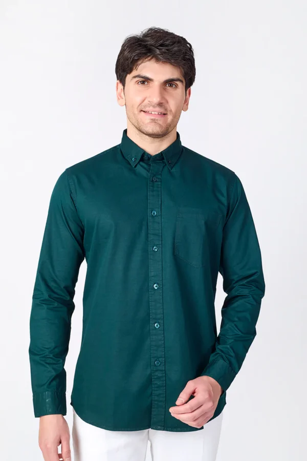 Deep Teal Green Giza Slub Shirt