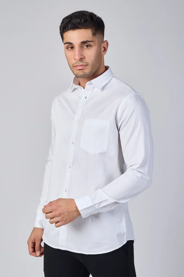 Dobby Cotton Solid Slim Fit Casual Shirt - White
