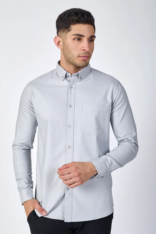 Core Lab Oxford Slim Fit Casual Shirt - Cool Grey