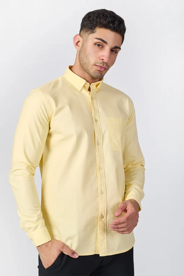 Core Lab Oxford Slim Fit Casual Shirt - Pastel Yellow