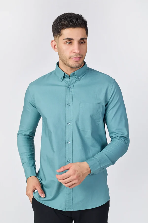 Core Lab Oxford Slim Fit Casual Shirt - Faded Turquoise