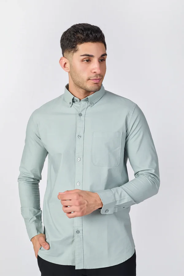 Core Lab Oxford Slim Fit Casual Shirt - Dusty Aqua Grey