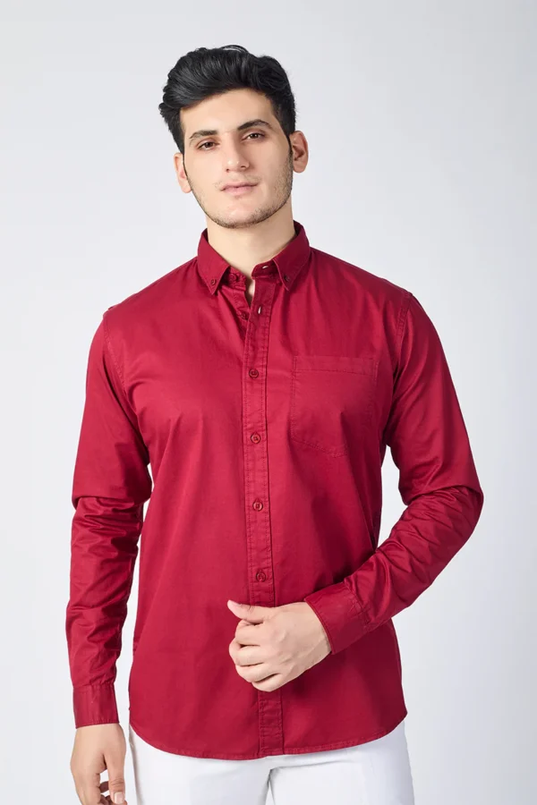 Cranberry Giza Slub Slim Fit Casual Shirt