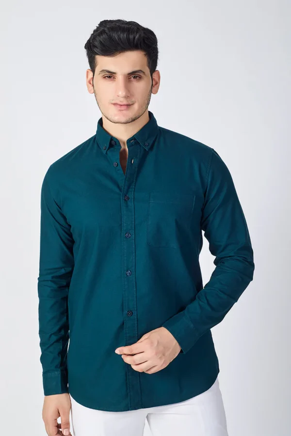 Core Lab Oxford Slim Fit Casual Shirt - Teal Blue