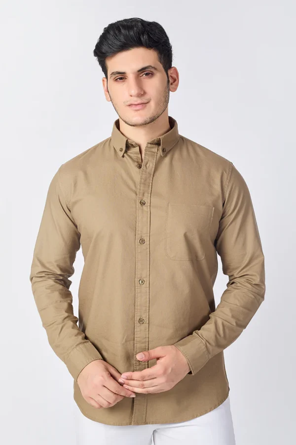 Core Lab Oxford Slim Fit Causal Shirt -BIEGE